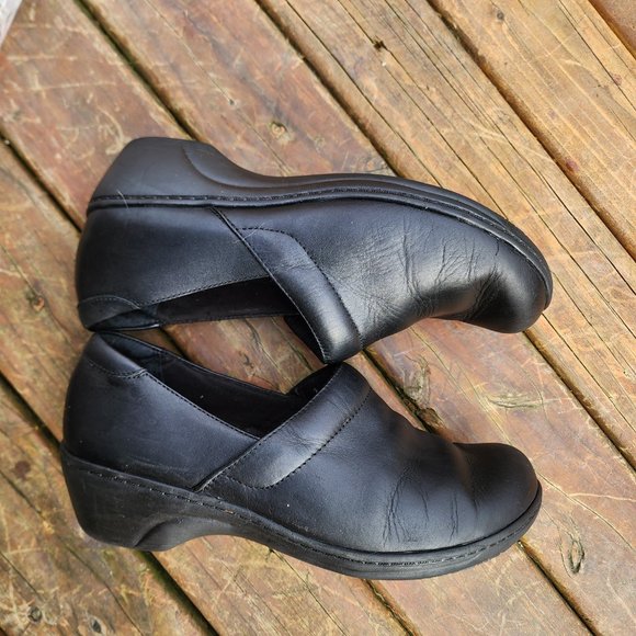 Clarks Grasp Chime Black Leather Slip Resist Slip on Work Clogs Women's Sz 8.5 M - Picture 4 of 15